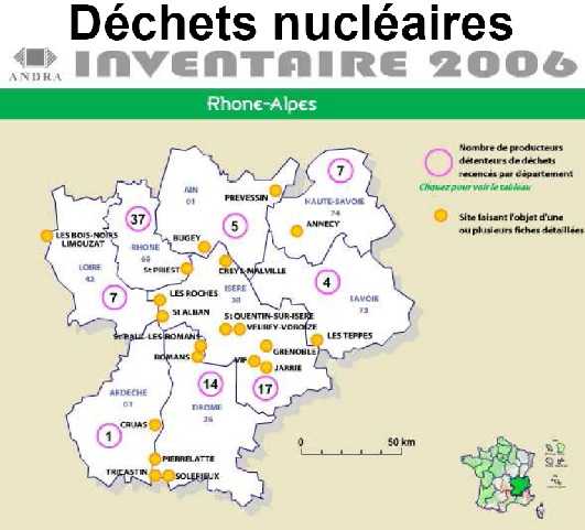 sites nucléaires en Rhône-Alpes